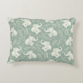 Schattigee lachende olifanten in crème en salie gr accent kussen (Achterkant)