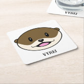 Schattigee lachende otter kartonnen onderzetters (Schuin)