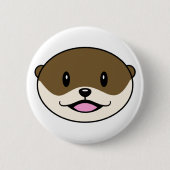 Schattigee lachende otter ronde button 5,7 cm (Voorkant)