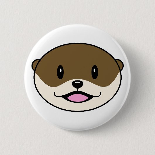 Schattigee lachende otter ronde button 5,7 cm (Voorkant)