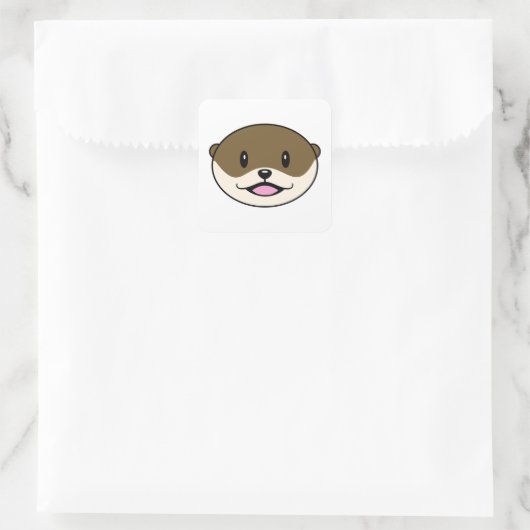 Schattigee lachende otter vierkante sticker (Tas)