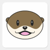 Schattigee lachende otter vierkante sticker (Voorkant)