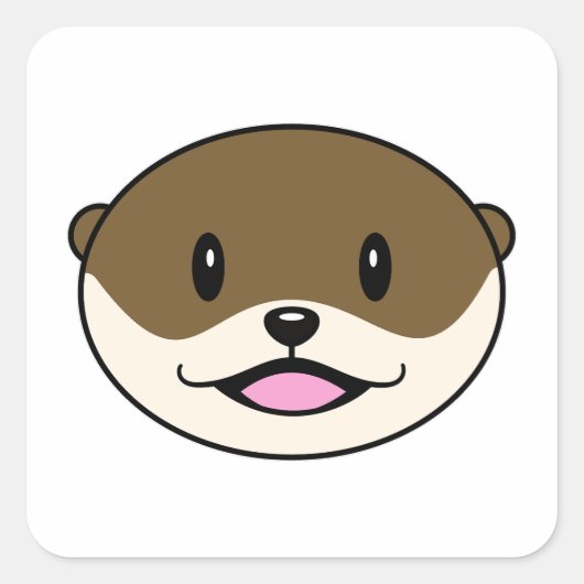 Schattigee lachende otter vierkante sticker (Voorkant)