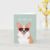 Schattigee Lachende Pembroke Welsh Corgi voor Hond Kaart (Gele Bloem)