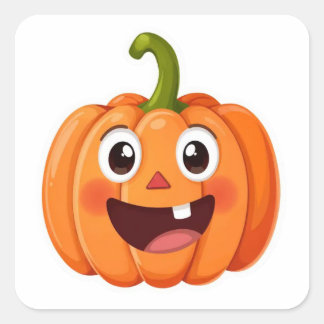 Schattigee Lachende Pompoen Gezicht Halloween Stic Vierkante Sticker