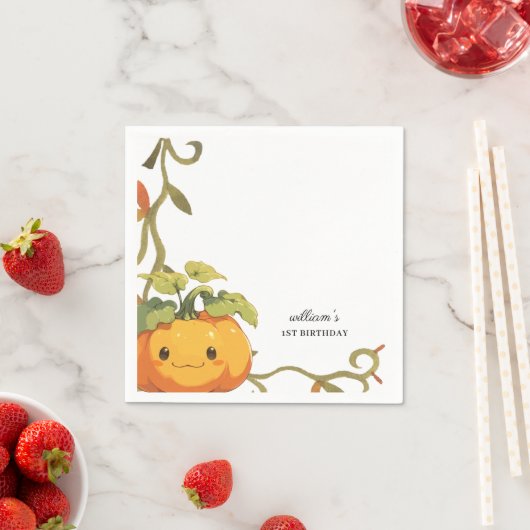 Schattigee lachende pompoen Land Verjaardag Servet (Insitu)