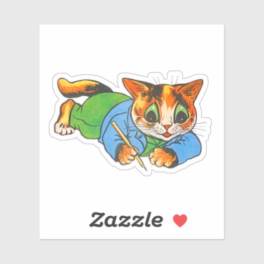 Schattigee Lachende Retro 1930 Cartoon Cat Writers Sticker (Vel)