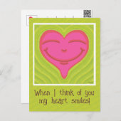 Schattigee lachende roze hart Valentijnsdag Feestdagenkaart (Voorkant / Achterkant)