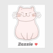 Schattigee Lachende Roze Kat Tekening Cartoon Sticker (Vel)