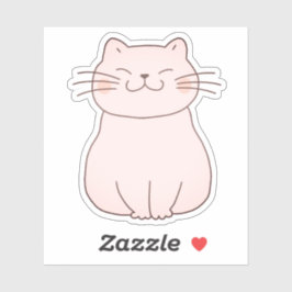 Schattigee Lachende Roze Kat Tekening Cartoon Sticker