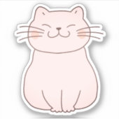 Schattigee Lachende Roze Kat Tekening Cartoon Sticker (Voorkant)