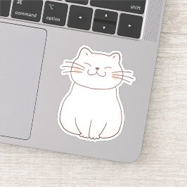 Schattigee Lachende Roze Kat Tekening Cartoon Sticker