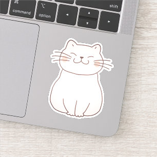Schattigee Lachende Roze Kat Tekening Cartoon Sticker