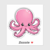 Schattigee lachende roze octopus sticker (Vel)