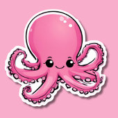 Schattigee lachende roze octopus sticker