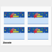 Schattigee lachende ster 4e klas naam label Sticke (Vel)