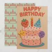 Schattigee lachende verjaardagstaart (Voorkant / Achterkant)