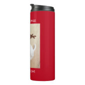 Schattigee lachende witte rendier puppy hond Kerst Thermosbeker (Geroteerd rechts)