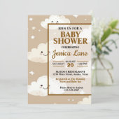 Schattigee lachende wolken Baby shower uitnodiging (Staand voorkant)
