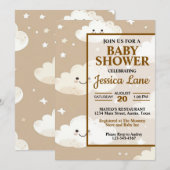 Schattigee lachende wolken Baby shower uitnodiging (Voorkant / Achterkant)