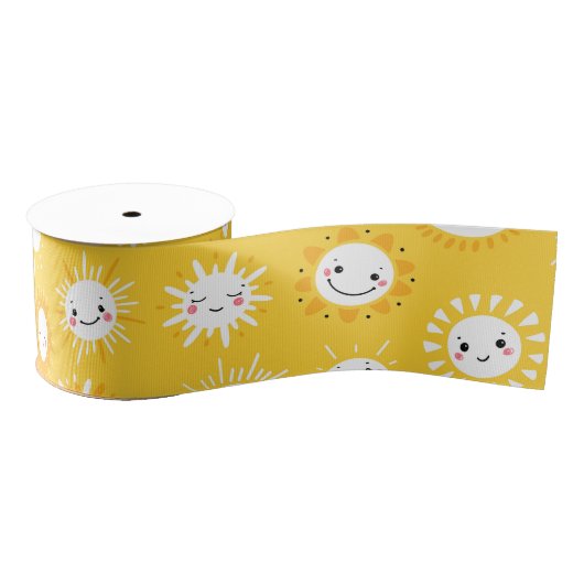 Schattigee lachende zon cartoon kunst grosgrain lint (Spoel)