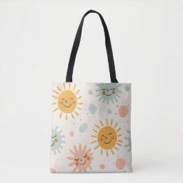 Schattigee Lachende Zon en Pastel Abstracte Canvas Tote Bag