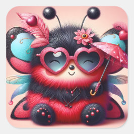 Schattigee Lady Bug Paraplu Vierkante Sticker