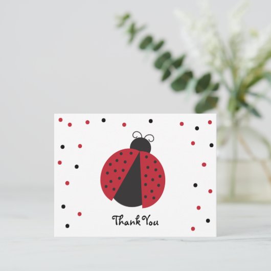Schattigee Lady Bug Verjaardag Bedankt Briefkaart (Staand voorkant)