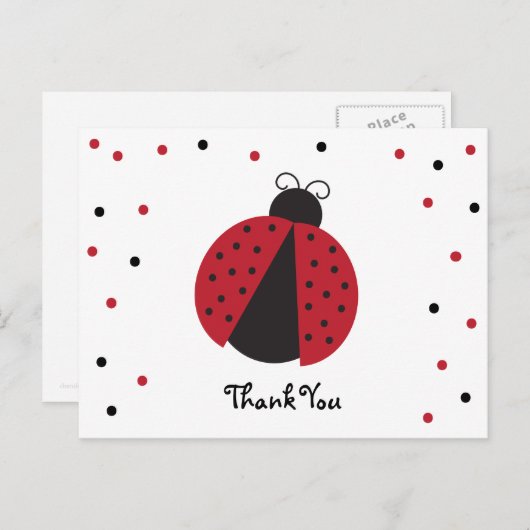 Schattigee Lady Bug Verjaardag Bedankt Briefkaart (Voorkant / Achterkant)