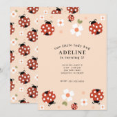 Schattigee Lady Bug verjaardagsfeestuitnodigingen Kaart (Voorkant / Achterkant)
