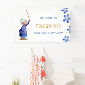 Schattigee Lady Floral 80ste verjaardag Spandoek (Insitu)