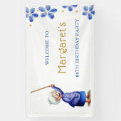 Schattigee Lady Floral 80ste verjaardag Spandoek (Verticaal)