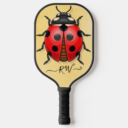 Schattigee Ladybug-afbeelding met initialen Pickleball Paddle (Voorkant)