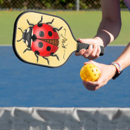Schattigee Ladybug-afbeelding met initialen Pickleball Paddle