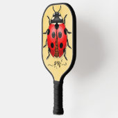 Schattigee Ladybug-afbeelding met initialen Pickleball Paddle (Links)