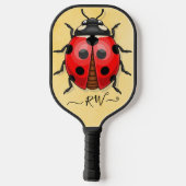 Schattigee Ladybug-afbeelding met initialen Pickleball Paddle (Achterkant)