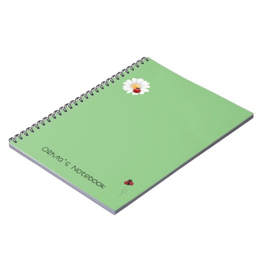 Schattigee Ladybug Flower gradient Gepersonaliseer Notitieboek (Linkerzijde)