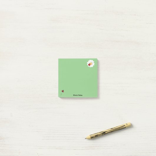 Schattigee Ladybug Flower gradient Gepersonaliseer Post-it® Notes (Op bureau)