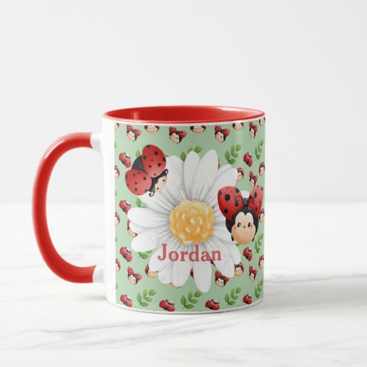Schattigee LadyBug Pattern Aangepaste Kinder Mok (Links)