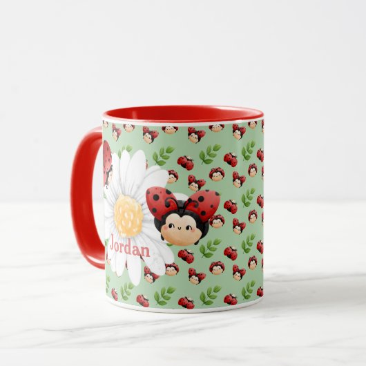 Schattigee LadyBug Pattern Aangepaste Kinder Mok (Voorkant links)