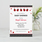Schattigee Ladybug Polka Dots Baby shower Invitati Kaart (Staand voorkant)