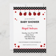 Schattigee Ladybug Polka Dots Baby shower Invitati