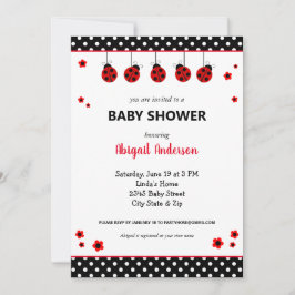 Schattigee Ladybug Polka Dots Baby shower Invitati Kaart