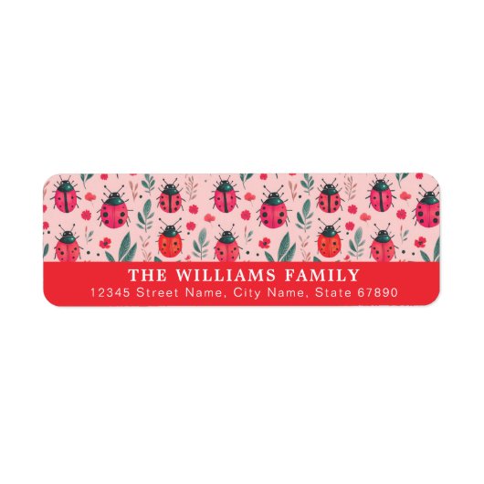 Schattigee Ladybug Retour-adreslabels Etiket (Voorkant)