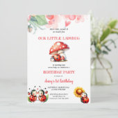 SCHATTIGEE LADYBUG VERJAARDAG UITNODIGING (Staand voorkant)