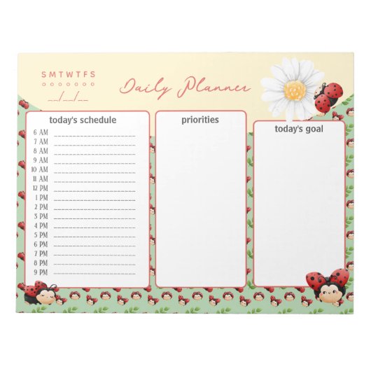 Schattigee LadyBugs Kinder Dagelijkse Planner Noti Notitieblok (Voorkant)