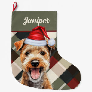 Schattigee Lakeland Terrier Vakantie Plaid Custom Grote Kerstsok