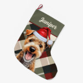 Schattigee Lakeland Terrier Vakantie Plaid Custom  Grote Kerstsok (Voorkant (Hangend))