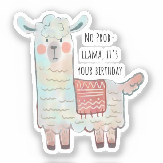 Schattigee lama, alpaca dierentekening sticker (Voorkant)
