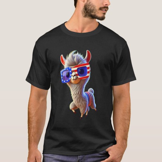 Schattigee lama Chill De vierde uit 4 juli T-shirt (Voorkant)